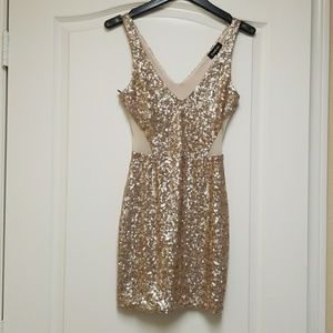 Bebe Gold Sequins Dress